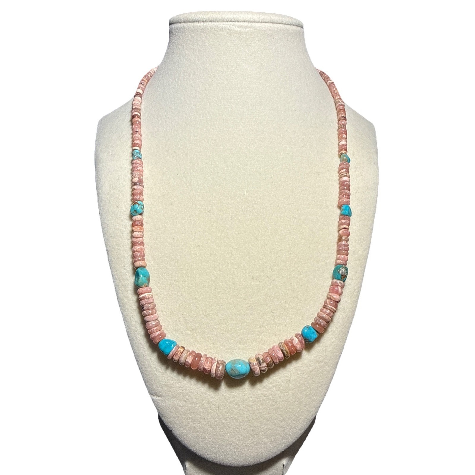 Jay King Rhodochrosite And Turquoise Sterling Silver Necklace J13-3 130$